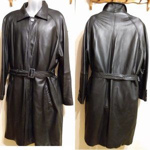 XL BUTTER SoFT DANIER Mens Leather Trench Coat Black 48 50 Long Zip Liner